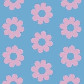 Retro Cutout Daisies in Sky Blue and Faded Lilac