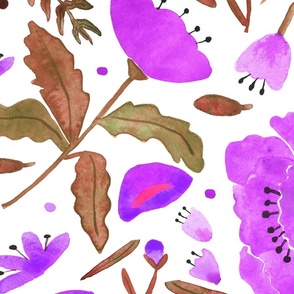 purple peony floral watercolor pattern 