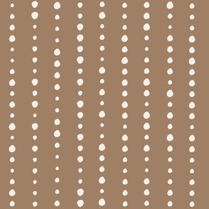 Large - Cream bubbles and dots on brown background