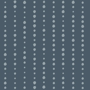 Large - Blue bubbles and dots on denim blue background.