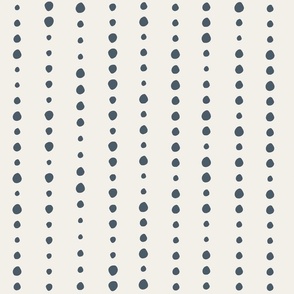 Medium - Blue bubbles and dots on cream background.