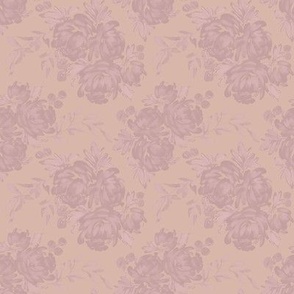 Small - Celeste Peony Blooms Silhouette - Pink - Damask Pattern - Watercolour Florals