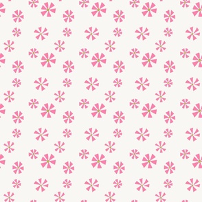 Simple Whimsical Scattered Pink Flowers on White
