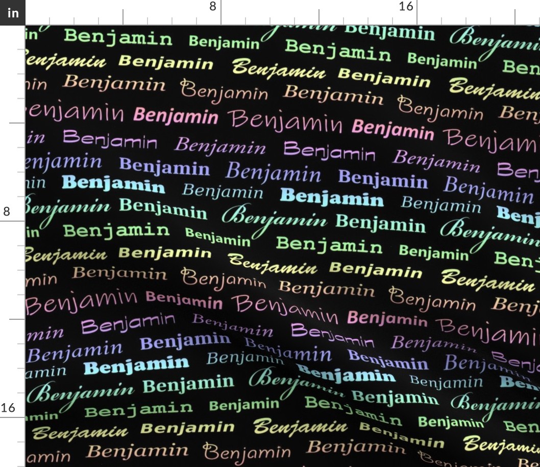 Benjamin rainbow on black 8x8