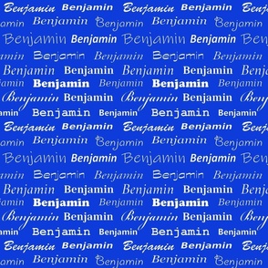 Benjamin white on royal blue 8x8