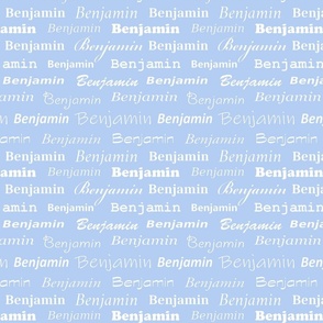 Benjamin white on baby blue 8x8