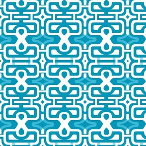 Cerulean Infinity Knot - Modern Meander Fabric Design