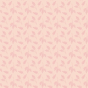 Pink Leaf Branches on Cream Background - Small Scale