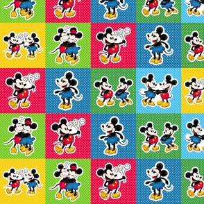 Classic Mouse 4x4 Patchwork Panels for Stickers Patches Cheater Quilts Mickey and Minnie 