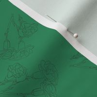 Carnation Line Drawing Tossed Blender - Deep Green