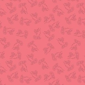 Black Line Drawing Carnations  Pattern  Coral Pink