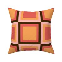 groovy retro checkered pattern - orange and brown