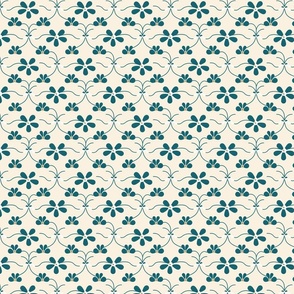 Navy Blue and Beige Floral Art Deco Pattern - Seamless Design for Fabric and Home Decor