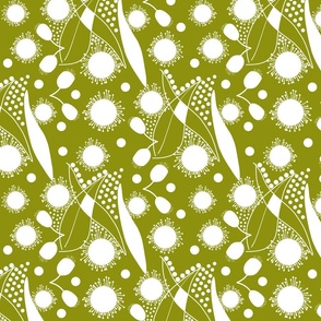 An Australian New Year - white on olive green, medium