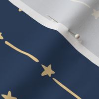 Midnight Serenade with Gilded Celestial Motifs - Navy Blue Home Ensemble with Lustrous Star Accents