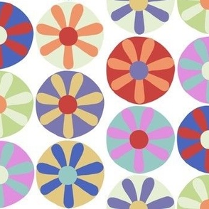 flowers in circles in rows