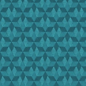 (Nano) Scribbled tumbling stars “Scribbled diamond cubes” in dark teal, greens and teals