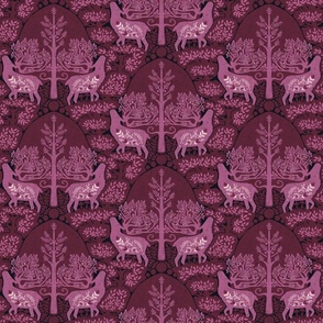 (small) scandinavian forest deer damask wallpaper purple lavender wine