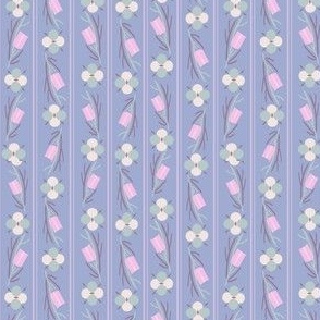 SMALL: Geo Stylized Florals Pink and Blue-green 