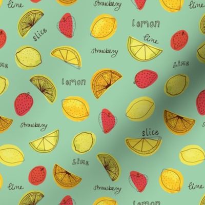 Fruit Slices ✦  Strawberry Lemon Lime ✦  Mint Green BG