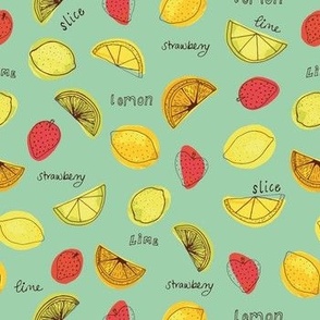 Fruit Slices ✦  Strawberry Lemon Lime ✦  Mint Green BG