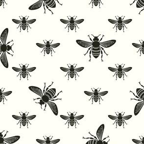 (Jumbo) Bees Symphony Black on Cream