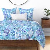 Cheerful Daisy Design - Light Blues - Large Scale