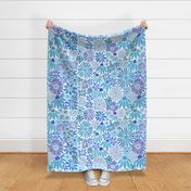 Cheerful Daisy Design - Light Blues - Large Scale