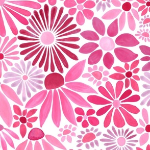 Cheerful Daisy Design - Hot Pink - Large Scale