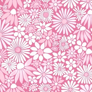 Cheerful Daisy Design - Pastel Pink - Mid Scale