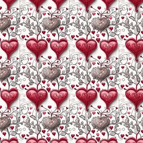 Valentine's Day, Ornamental Red Hearts