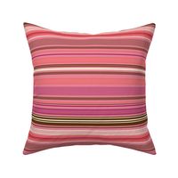 Horizontal Stripes in Retro Colours Pink Cream Plum on Brown