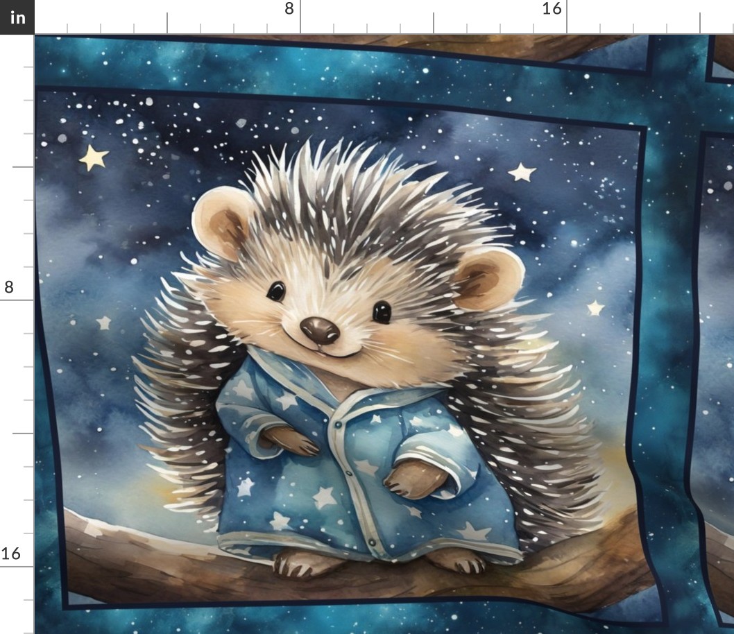 PANEL CUTE PORCUPINE 1 PAJAMAS STARRY NIGHT FLWRHT