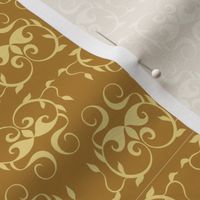 Gold Flowers Art Deco Style, Abstract Golden Floral Ornament, Luxury Gold Wallpaper