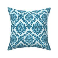 Modern Victorian Damask, Floral Ornament Navy Blue 