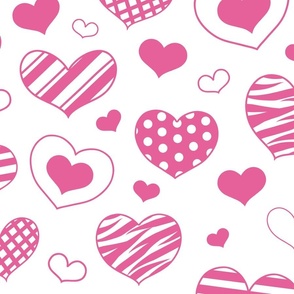 Pink Heart Doodles - Large Scale