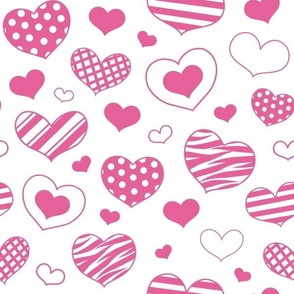 Pink Heart Doodles - Medium Scale