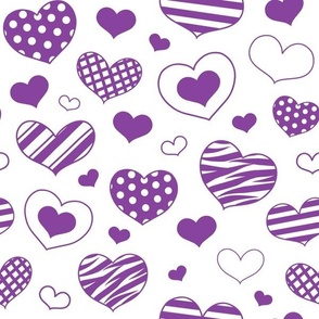 Purple Heart Doodles - Medium Scale