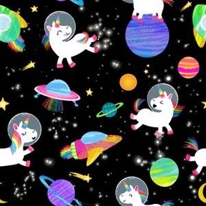 Watercolor Unicorns In Space Small