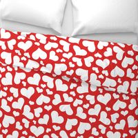 Cute White Hearts on Red - Large Scale