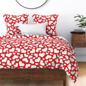 Cute White Hearts on Red - Large Scale
