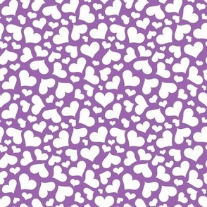 Cute White Hearts on Purple - Small Scale