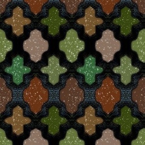 Quatrefoil Black Greens Browns