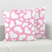 Cute White Hearts on Pink - Large Scale