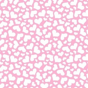 Cute White Hearts on Pink - Small Scale