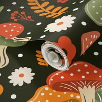Enchanted Forest Mushrooms - Whimsical Woodland Flora & Fungi Pattern