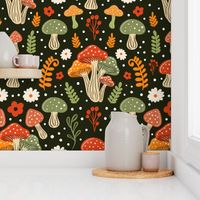 Enchanted Forest Mushrooms - Whimsical Woodland Flora & Fungi Pattern