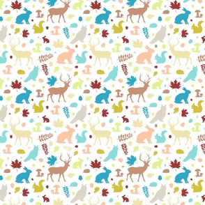 Colorful woodland animals on white | small