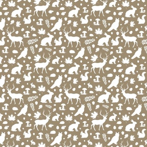 Woodland animals white and mushroom brown | small