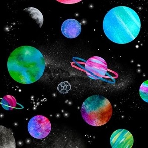 Outer Space Watercolor Galaxy Medium